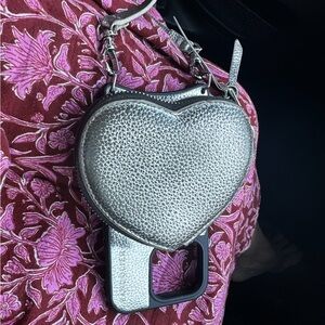 Bandolier iPhone 14 Pro Leather case and heart-shaped mini Crossbody Bag